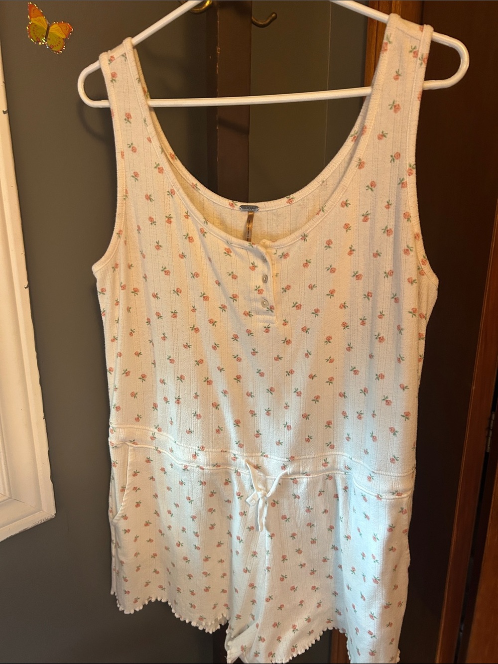 Harlow Cream Floral Romper with Drawstring